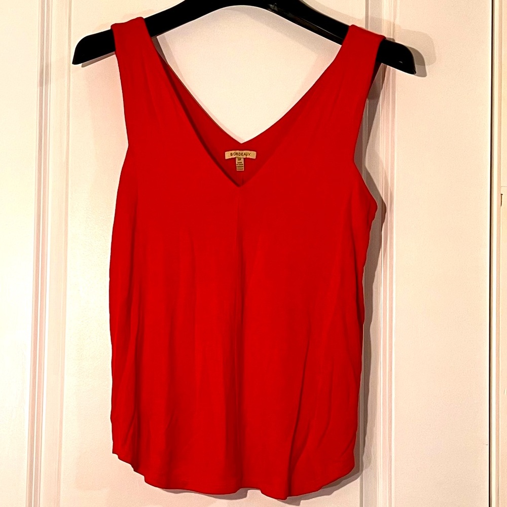 Anthropologie Bordeaux double V-neck tank